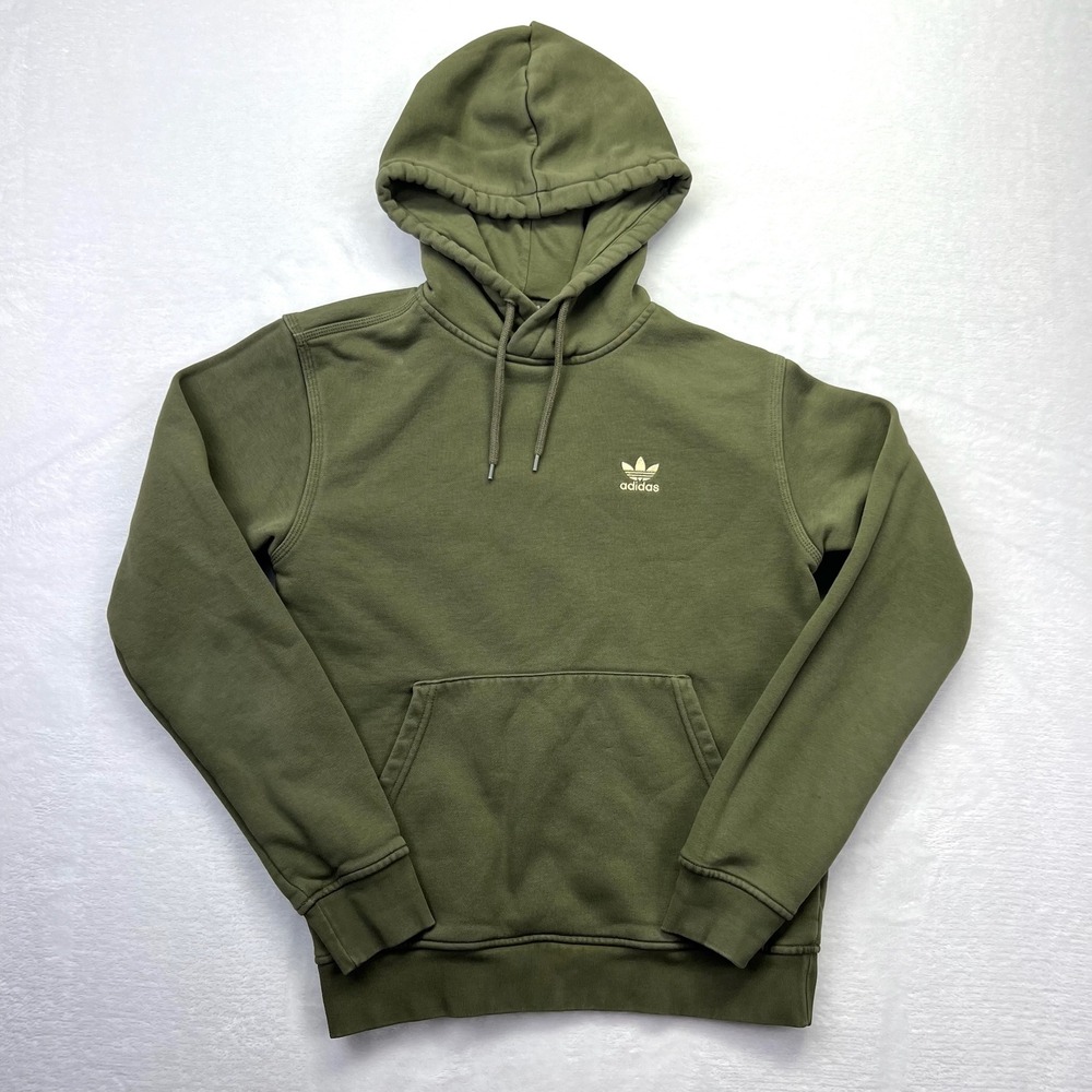 Adidas Hoodie Mens XS Olive Green Originals Trefoil Fleece Pullover Sportswear